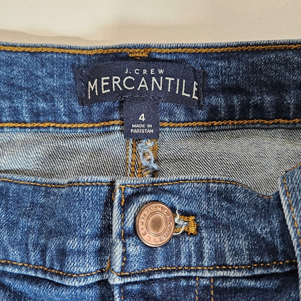 J. Crew Mercantile Jean Skirt Womens 4 Blue Denim Mini Casual Summer Cutoff Hem - Picture 7 of 9